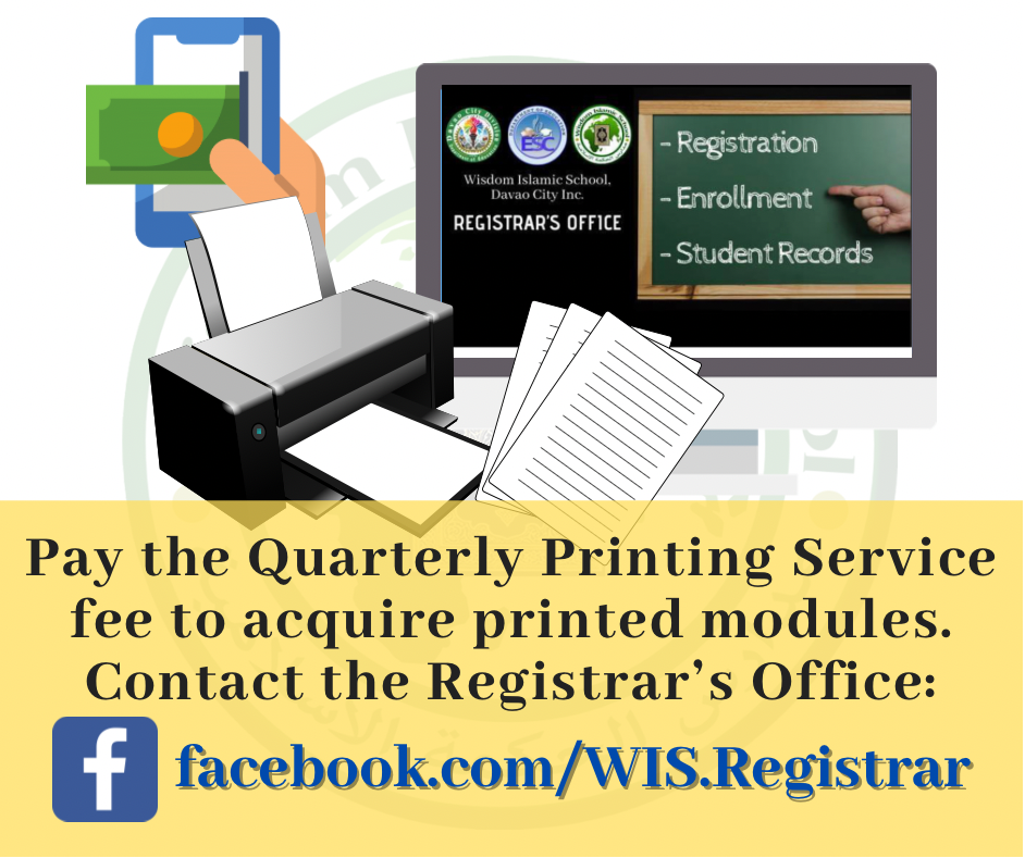 Pay QPS fee for printed modules - contact WIS Registrar